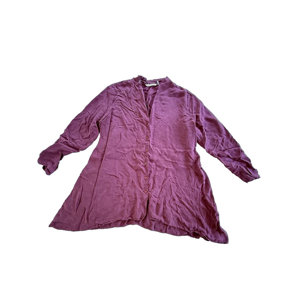 Soft Surroundings XL Plum Purple Asymmetrical Button Up Blouse Flowy